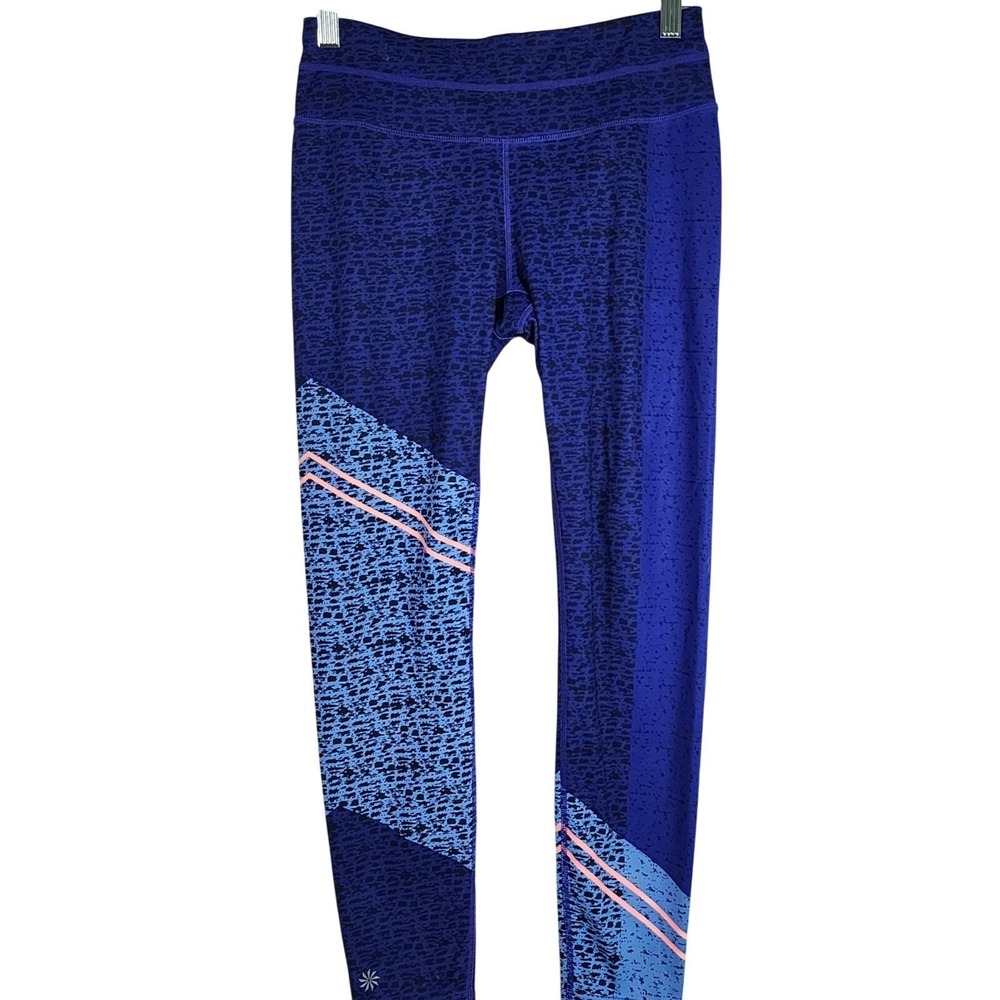 ATHLETA Womens Small Blue Camo Legging Mid Rise Pocket Performance Gym Training